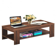 Load image into Gallery viewer, 47" 2-Tier Rectangular Coffee Table with Storage Shelf-Walnut