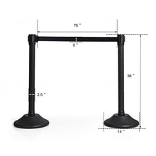 Load image into Gallery viewer, 2 Pcs Stanchion Post Crowd Control Barriers Queue Pole w/Retractable Belt-Black