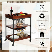 Load image into Gallery viewer, 3 Tier Trolley Cart Kitchen Island Serving Bar Cart