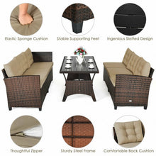 Load image into Gallery viewer, 3 Pcs Rattan Dining Set Patio Furniture Sofa with Cushions