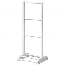 Load image into Gallery viewer, 3-Bar Acacia Wood Freestanding Bathroom Towel Rack w/Bottom Storage Shelf-White