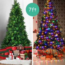 Load image into Gallery viewer, 7 ft Pre-Lit PVC Artificial Christmas Tree with Multicolor Lights-7'
