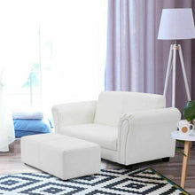 Load image into Gallery viewer, Soft Kids Double Sofa with Ottoman-White