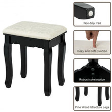 Load image into Gallery viewer, 3 Drawers Lighted Mirror Vanity Dressing Table Stool Set-Black