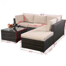 Load image into Gallery viewer, 4 pc Cushioned Wicker Rattan Sofa 5 seat