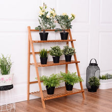 Load image into Gallery viewer, 3 Tiers Outdoor Stand Bamboo Flower Pot Shelf