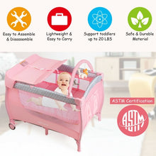 Load image into Gallery viewer, Foldable Baby Playard with Changing Station-Pink