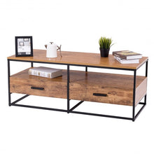 Load image into Gallery viewer, 47" 2-Tier Cocktail 2 Drawer Coffee Table Metal Desk