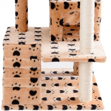 Load image into Gallery viewer, 52" Cat Scratching Post and Ladder Kitten Tower Tree -Beige & Paws