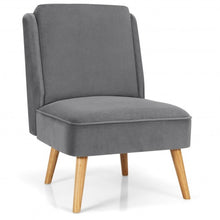Load image into Gallery viewer, Velvet Accent Chair with Rubber Wood Legs for Living Room-Gray