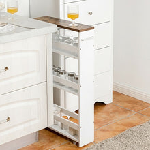 Load image into Gallery viewer, 4 Tier Rolling Slim Storage Kitchen Organizer Cart with Handle-White