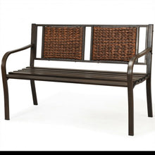 Load image into Gallery viewer, Outdoor Porch Furniture Patio Garden Bench Steel Frame Rattan