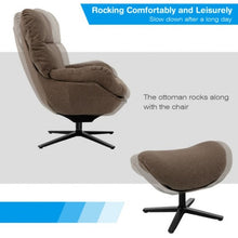 Load image into Gallery viewer, Modern Swivel Rocking Chair and Ottoman Set with Aluminum Alloy Base-Coffee