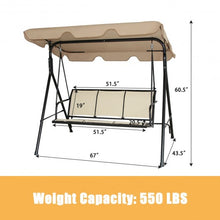 Load image into Gallery viewer, Outdoor Patio Swing Canopy 3 Person Canopy Swing Chair-Brown