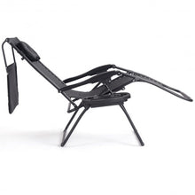 Load image into Gallery viewer, Folding Recliner Lounge Chair with Shade Canopy Cup Holder-Black