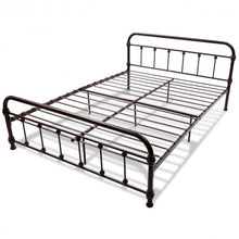Load image into Gallery viewer, Queen Size Metal Steel Bed Frame w/ Stable Metal Slats-Chocolate