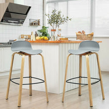Load image into Gallery viewer, Set of 2 Modern Barstools Pub Chairs with Low Back and Metal Legs-Gray