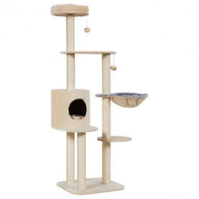 Load image into Gallery viewer, 56.5" Multi-Level Cat Tree Kitten Climbing Tower-Beige