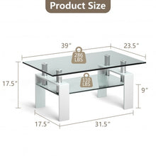 Load image into Gallery viewer, Rectangle Glass Coffee Table with Metal Legs for Living Room-White