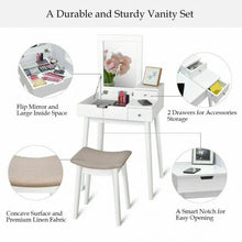 Load image into Gallery viewer, Vanity Dressing Table Set Flip Mirror Desk Furniture Stool