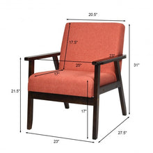 Load image into Gallery viewer, Solid Rubber Wood Fabric Accent Armchair-Orange