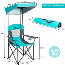 Load image into Gallery viewer, Portable Folding Camping Canopy Chair with Cup Holder Cooler -Turquoise
