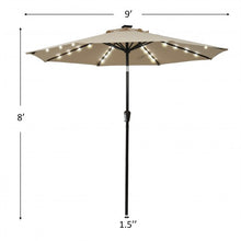 Load image into Gallery viewer, 9 Ft and 32 LED Lighted Solar Patio Market Umbrella Shelter with Tilt and Crank-Tan