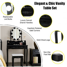 Load image into Gallery viewer, 4 Drawers Vanity Table Dressing Table with Touch Switch-Black