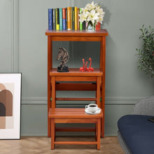 Load image into Gallery viewer, Folding Multi-functional 3-tier Ladder Wood Step Stool