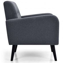 Load image into Gallery viewer, Modern Upholstered Comfy Accent Chair Single Sofa with Rubber Wood Legs-Gray
