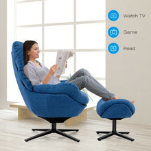 Load image into Gallery viewer, Modern Swivel Rocking Chair and Ottoman Set with Aluminum Alloy Base-Blue