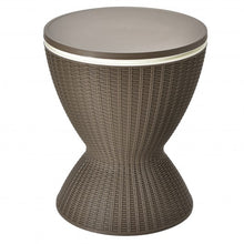 Load image into Gallery viewer, 3 in 1 8 Gallon Patio Rattan Cooler Bar Table with Adjust Ice Bucket-Brown