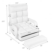 Load image into Gallery viewer, Folding Lazy Floor Chair Sofa with Armrests and Pillow-White