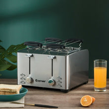 Load image into Gallery viewer, Extra-Wide Slot Stainless Steel 4 Slice Toaster