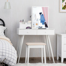 Load image into Gallery viewer, Vanity Dressing Table Set Lockable Jewelry Cabinet with Mirror-White