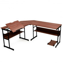 Load image into Gallery viewer, L-Shaped Computer Desk Drafting Table-Brown