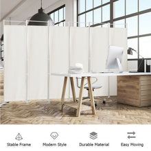 Load image into Gallery viewer, 6-Panel Room Divider Folding Privacy Screen -White
