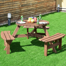Load image into Gallery viewer, 6-Person Patio Wood Picnic Table Beer Bench Set