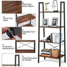 Load image into Gallery viewer, 4-Tier Ladder Shelf Bookcase Bookshelf Display Rack Plant Stand-Black