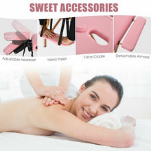 Load image into Gallery viewer, 3 Fold 84" L Portable Adjustable Massage Table with Carry Case-Pink