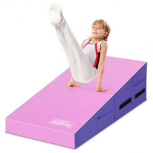 Load image into Gallery viewer, Folding Wedge Exercise Gymnastics Mat with Handles-Purple