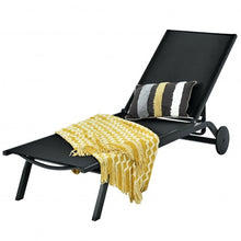 Load image into Gallery viewer, Aluminum Fabric Outdoor Patio Lounge Chair with Adjustable Reclining -Black