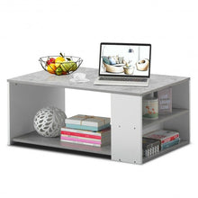 Load image into Gallery viewer, Coffee Table Sofa Side Table with Storage Shelves -Gray