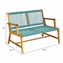 Load image into Gallery viewer, 2-Person Patio Acacia Wood Yard Bench-Turquoise