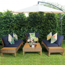 Load image into Gallery viewer, 4PCS Patio Rattan Furniture Set with Wooden Side Table-Navy