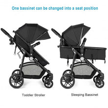 Load image into Gallery viewer, 2-in-1 Foldable Pushchair Newborn Infant Baby Stroller-Black