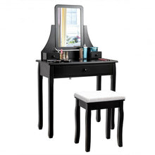 Load image into Gallery viewer, Square Mirrored Vanity Dressing Table Set with 3 Storage Boxes-Black
