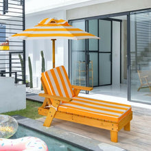 Load image into Gallery viewer, Kids Outdoor Wood Lounge Chair with Height Adjustable Umbrella
