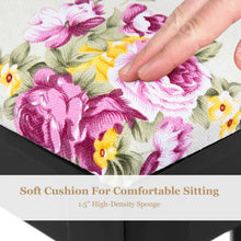 Load image into Gallery viewer, Vanity Wood Dressing Stool Padded Piano Seat with Rose Cushion-Black