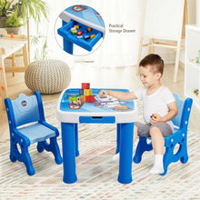 Load image into Gallery viewer, Adjustable Kids Activity Play Table and 2 Chairs Set withStorage Drawer-Blue